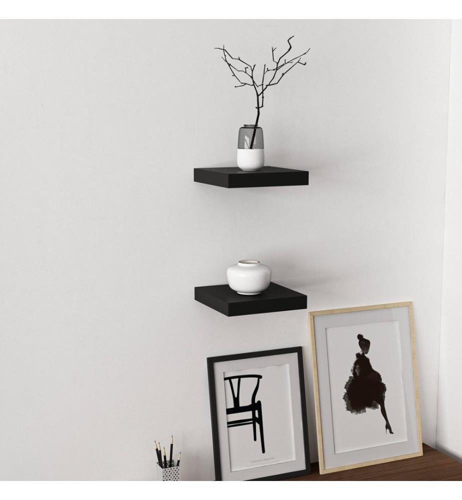 Etagère murale, Noir, Panneau de particules mélaminé