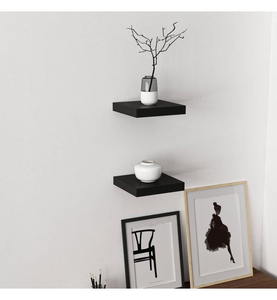 Etagère murale, Noir, Panneau de particules mélaminé