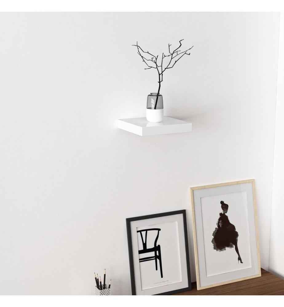 Etagère murale, blanc, panneau de particules mélaminé