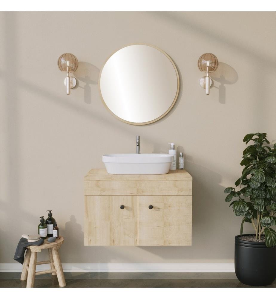 Miroir décoratif, beige, panneau dur
