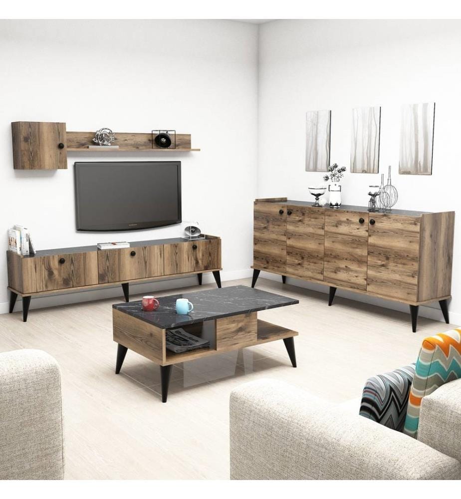 Noce, Soggiorno, 49X180X35 cm, Piastra Di Particelle Con Rivestimento Melamina
