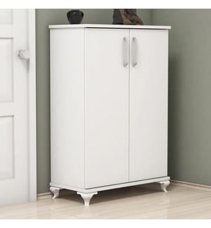 Bianco, Armadi Per Scarpe, 100X72X32,5 cm, Piastra Di Particelle Con Rivestimento A Melamina