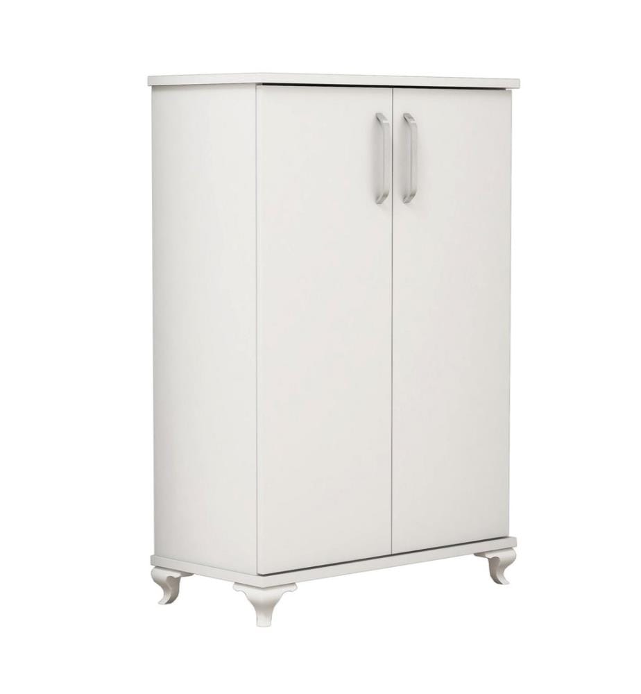 Bianco, Armadi Per Scarpe, 100X72X32,5 cm, Piastra Di Particelle Con Rivestimento A Melamina