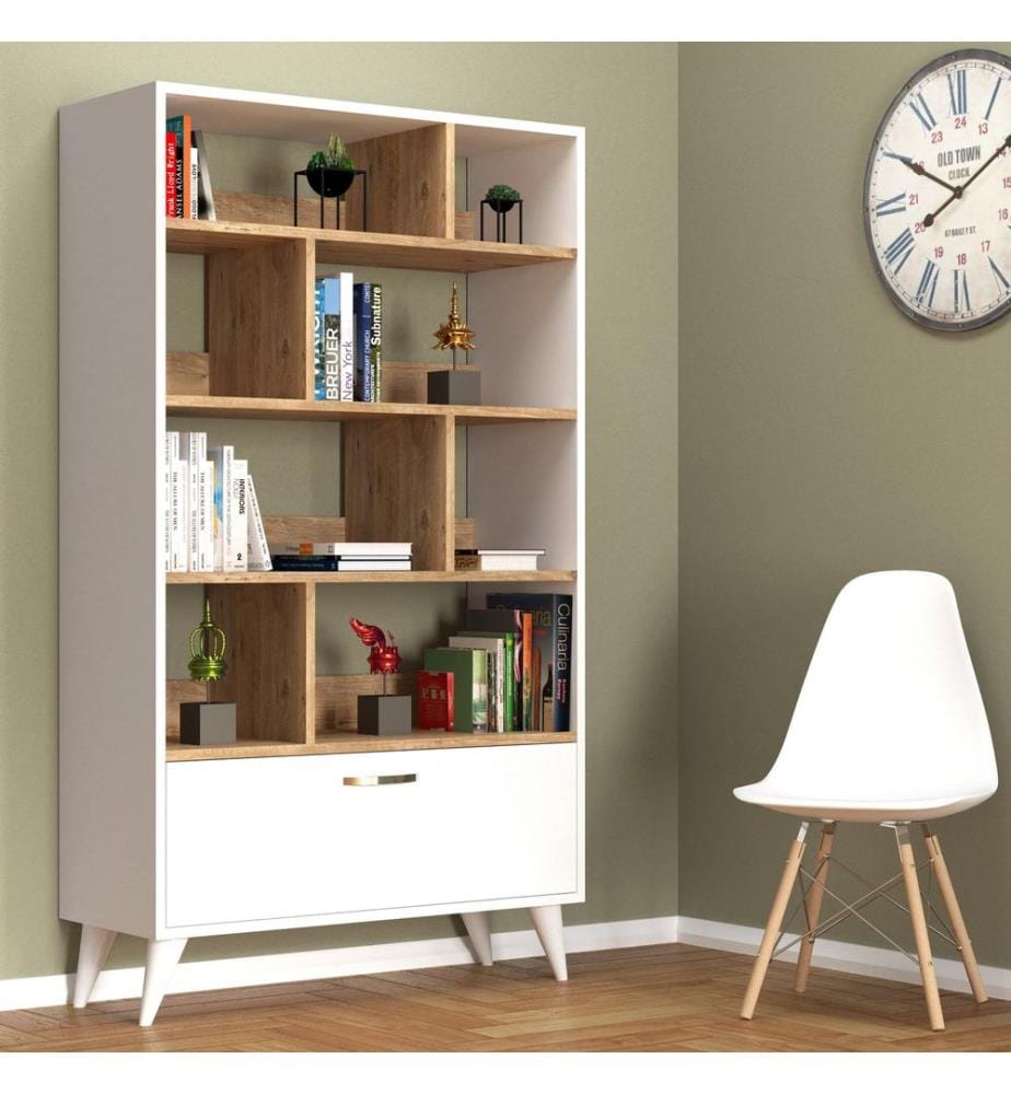Libreria, Bianco Pino Atlantico, Disco Di Particelle Rivestito Di Melamina