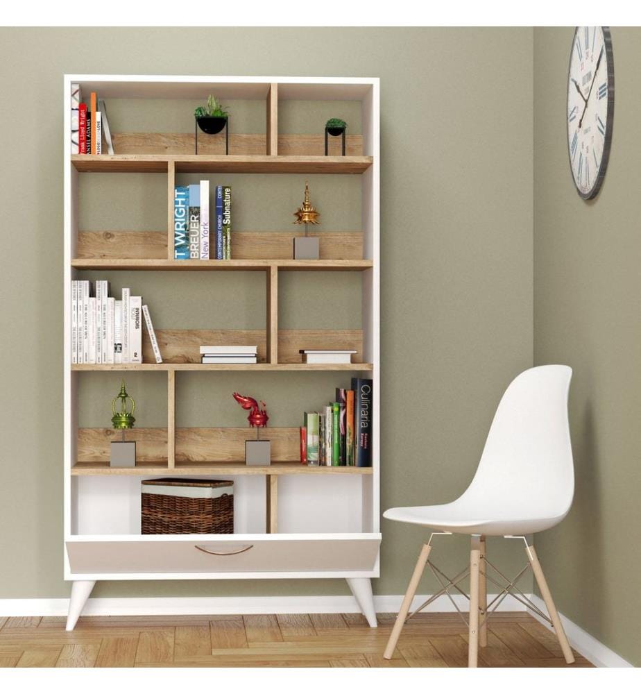Libreria, Bianco Pino Atlantico, Disco Di Particelle Rivestito Di Melamina