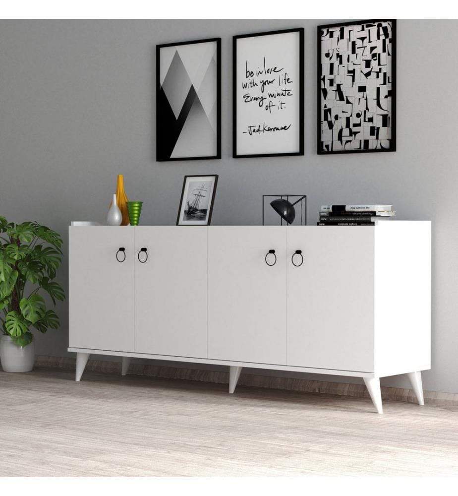 Console, Bianco, Piastra Di Particelle Rivestita Di Melamina