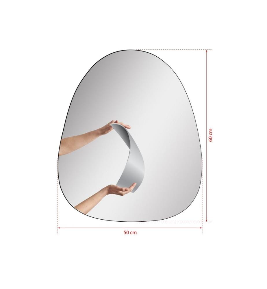 Miroir, Argent, Miroir incassable et inamovible, Miroir acrylique avec support MDF