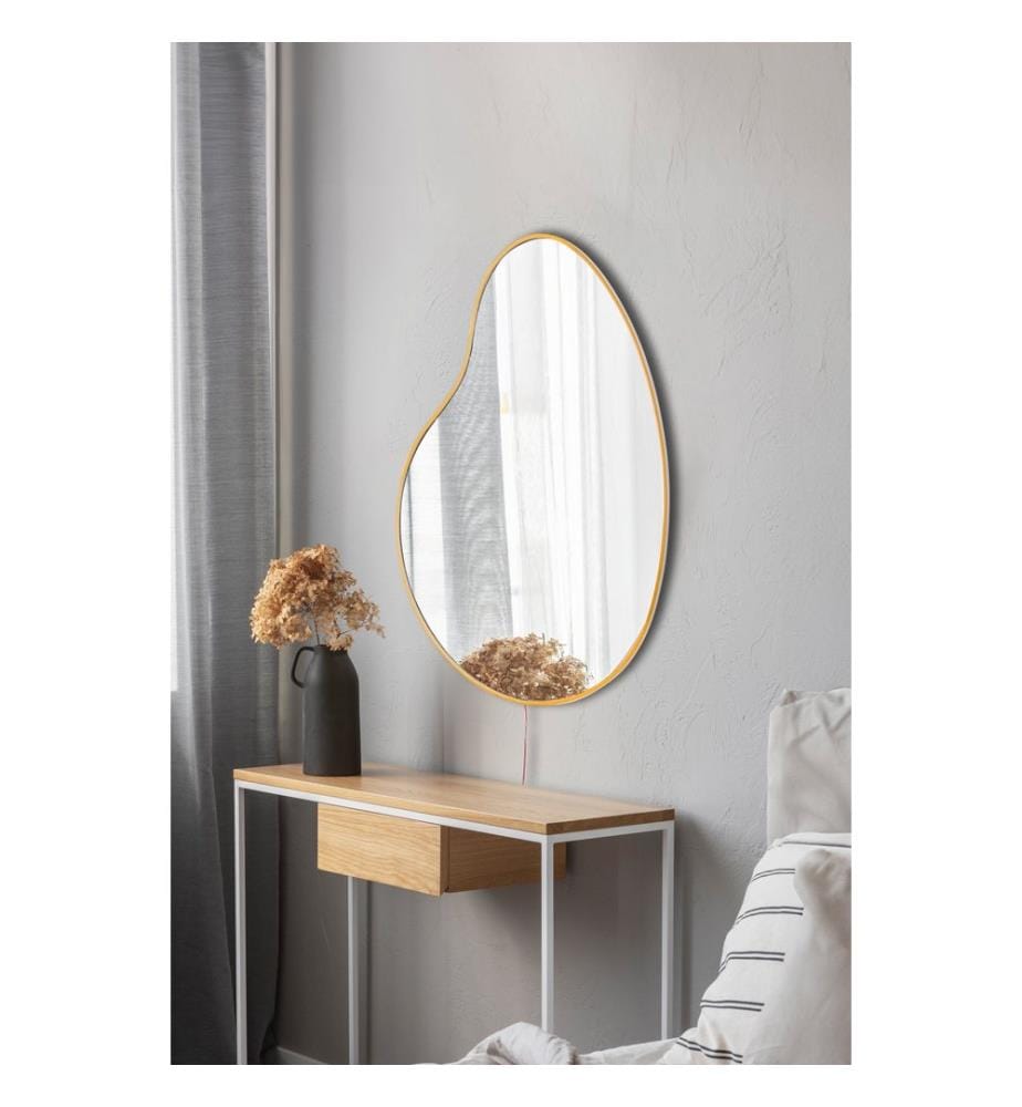 Miroir avec éclairage Led, Jaune, Miroir incassable et inamovible, Miroir acrylique avec support MDF