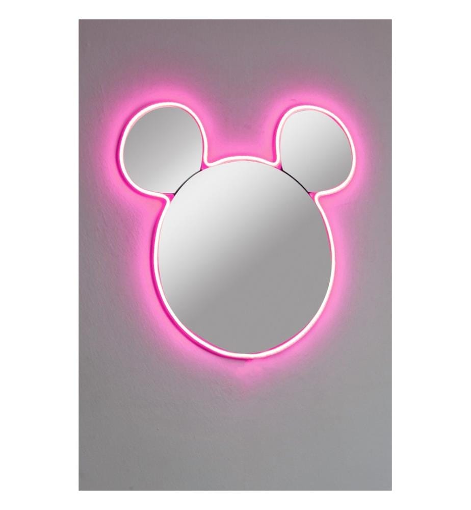Miroir avec éclairage Led, Rose, Miroir incassable et inamovible, Miroir acrylique avec support MDF