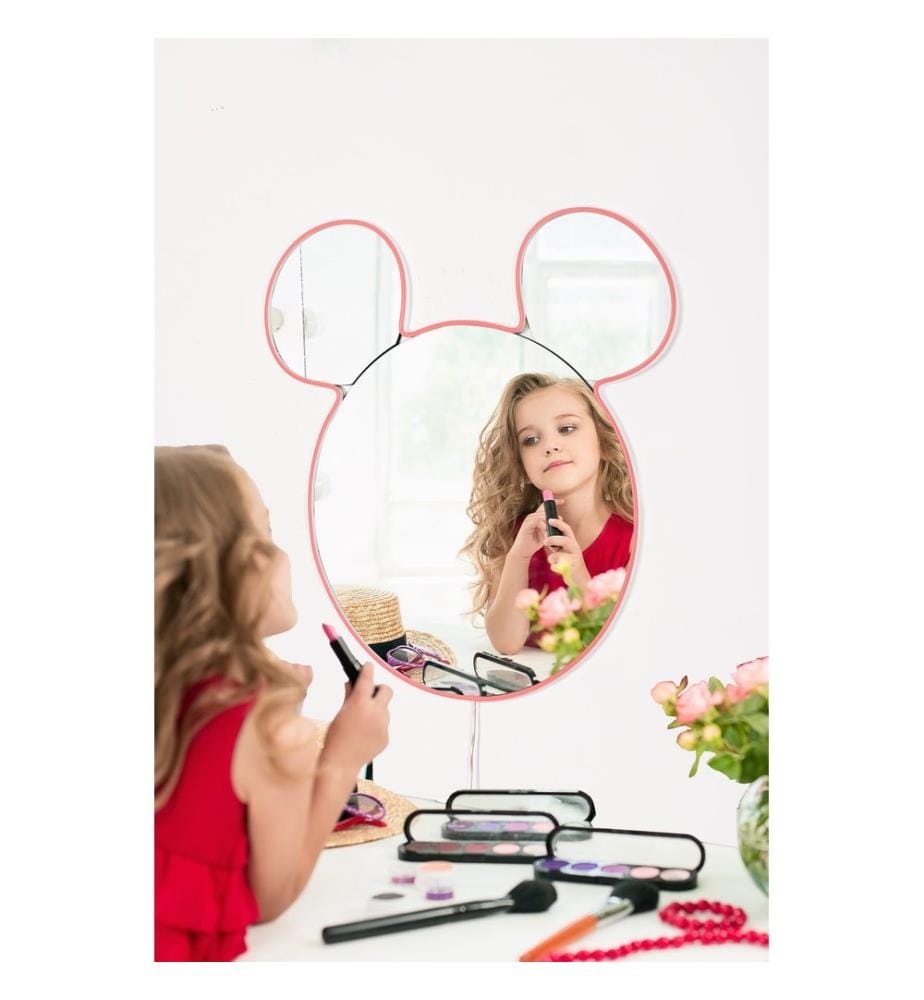 Miroir avec éclairage Led, Rose, Miroir incassable et inamovible, Miroir acrylique avec support MDF