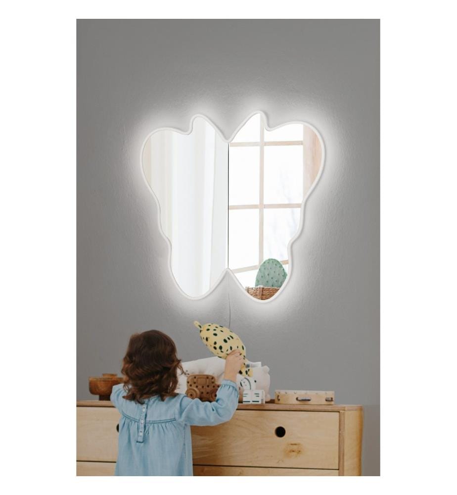 Miroir avec éclairage Led, blanc, miroir incassable résistant aux chocs, miroir acrylique avec support MDF