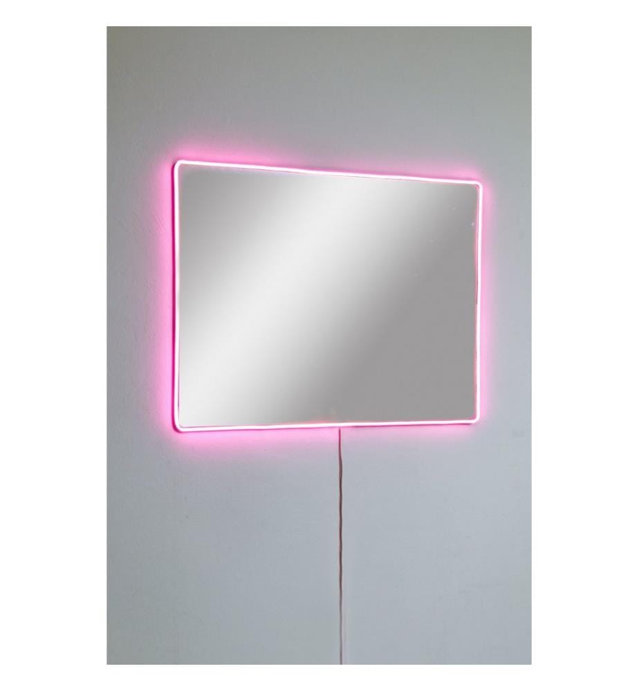 Miroir avec éclairage Led, Rose, Miroir incassable et inamovible, Miroir acrylique avec support MDF