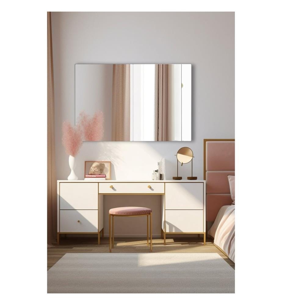 Miroir, Argent, Miroir incassable et inamovible, Miroir acrylique avec support MDF