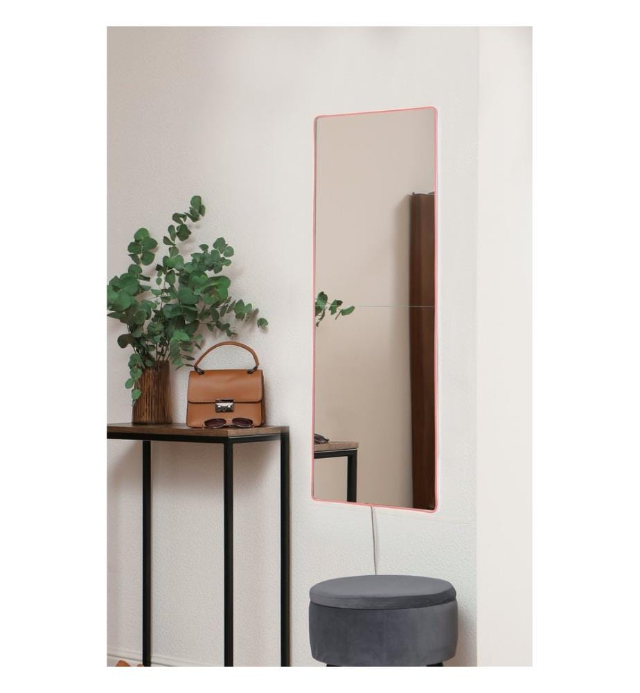 Miroir avec éclairage Led, Rose, Miroir incassable et inamovible, Miroir acrylique avec support MDF