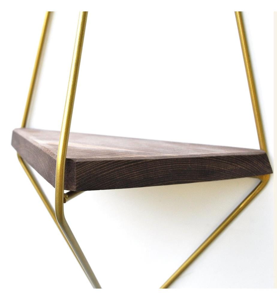 Noce, Oro, Mensole A Parete, 60X32X15 cm, Legno Massiccio