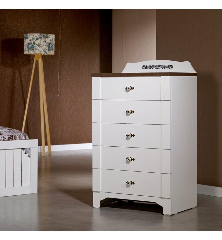 Bianco, Cassetti Di Cassetti, 102X65X46 cm, Piastra Di Particelle Rivestita Con Melamina