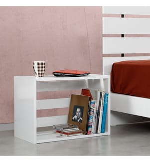 Lucido, Bianco, Comodino E Armadi, 43X60X33 cm, Piastra Di Particelle Rivestita Di Melamina