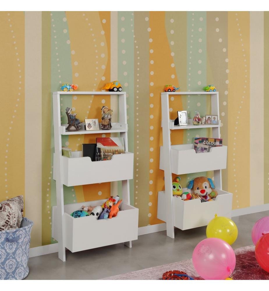 Bianco, Libreria, 120X59X35 cm, Piastra Di Particelle Rivestita Con Melamina