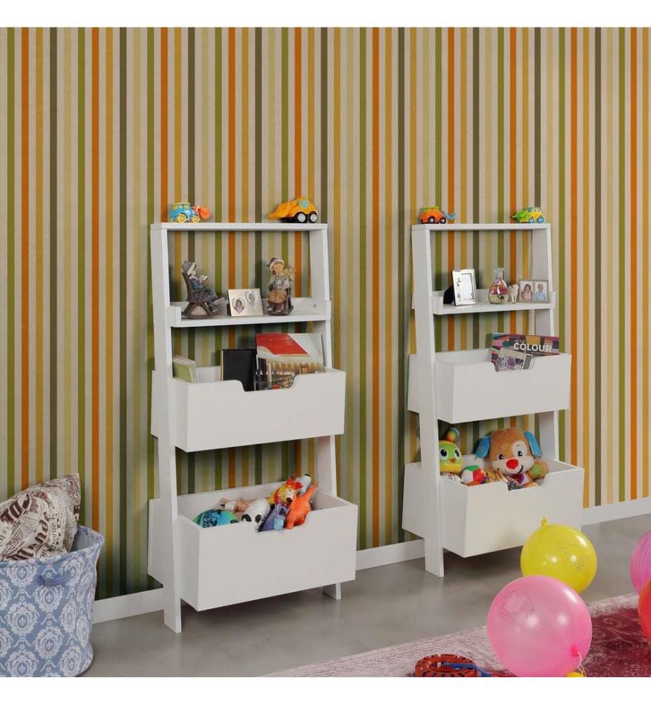 Bianco, Libreria, 120X59X35 cm, Piastra Di Particelle Rivestita Con Melamina