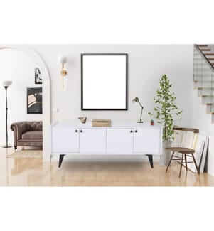 Bianco, Cassetti Di Cassetti, 40X150X62 cm, Piastra Di Particelle Con Rivestimento A Melamina