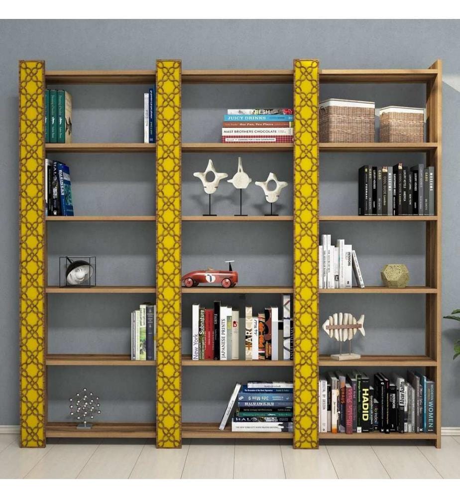 Bookshelf, WalnutYellow, Melamine Coated Particle Board