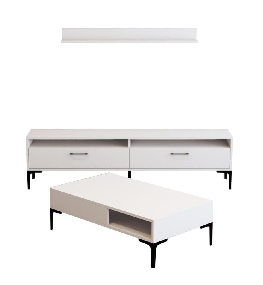 Weiss, Wohnzimmer, 47X180X35 cm, Melaminbeschichtete Partikelplatte