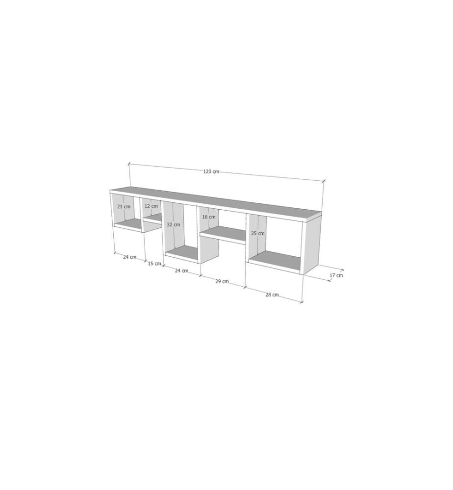 Kiefer, Scaffali A Parete, 32X120X17 cm, Piastra Di Particelle Con Rivestimento Melamina