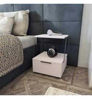 Bianco, Comodino E Armadi, 52X42X41 cm, Piastra Di Particelle Con Rivestimento Melamina