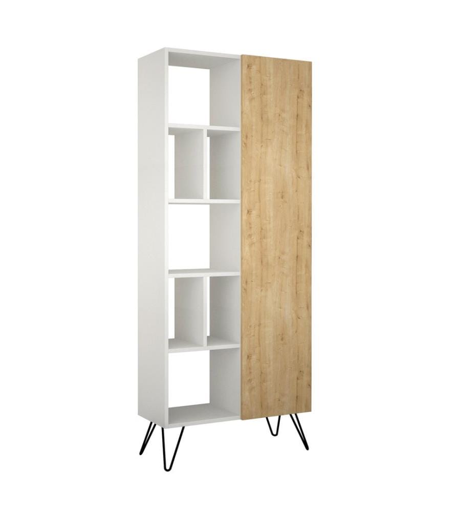 Weiss,Eiche, Bücherregale, 190X79X32 cm, Melaminbeschichtete Partikelplatte