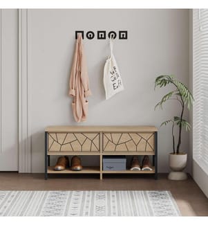 Shoe Cabinet, Sapphire, Oak, 100% MELAMINE COATED PARTICLE BOARD, Metal Legs