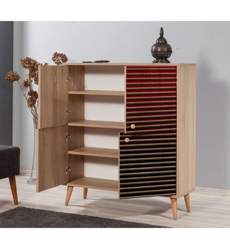 Sonomo, Armadietti Per Scarpe, 111X95X36 cm, Pannello Di Particelle Rivestito In Melamina