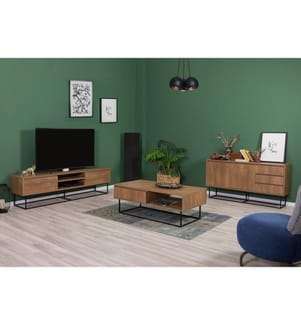 Ensemble de meubles de salon, noyer, noir, panneau de particules mélaminé