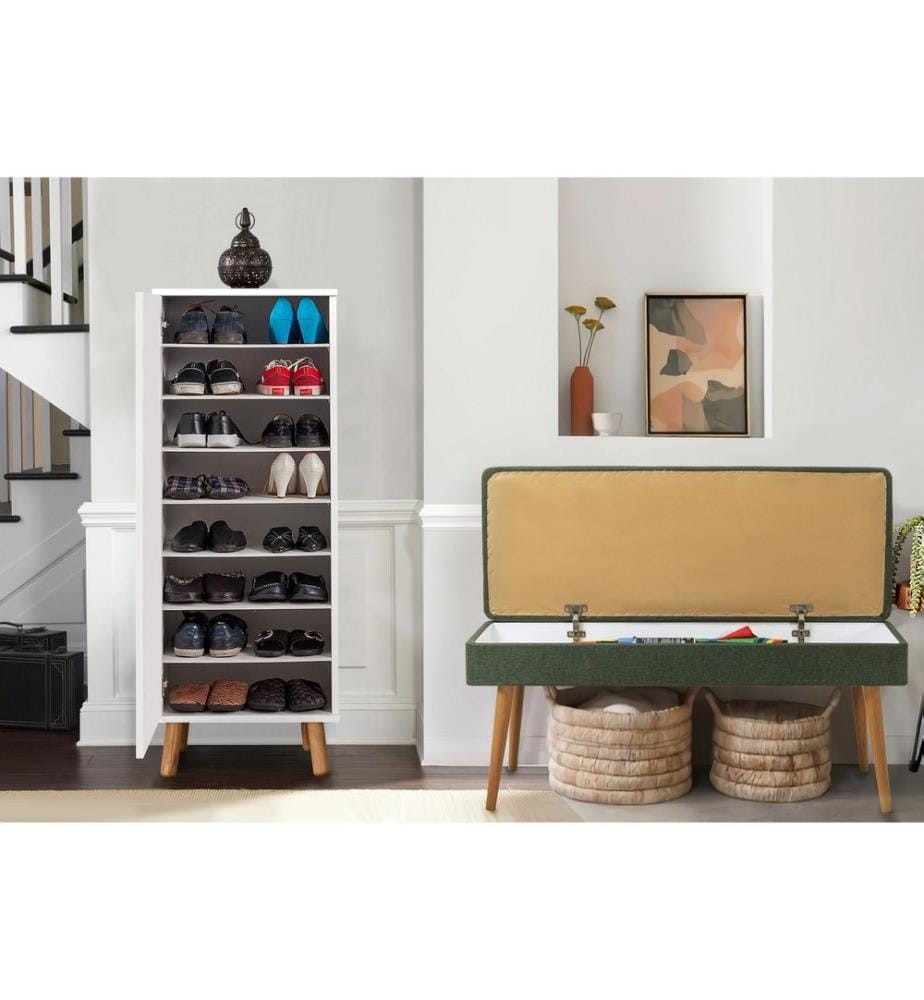 Ensemble de meubles de couloir, blanc, vert, panneau de particules mélaminé