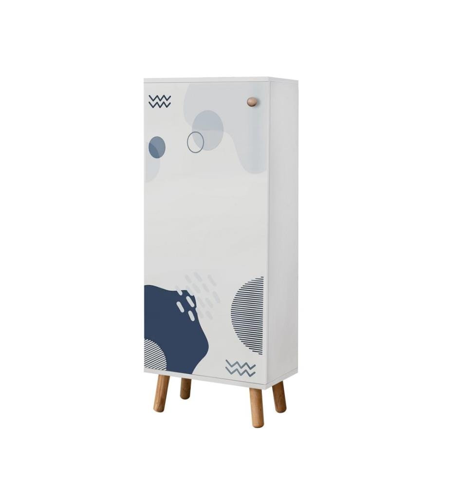 Ensemble de meubles de couloir, blanc, bleu foncé, panneau de particules mélaminé