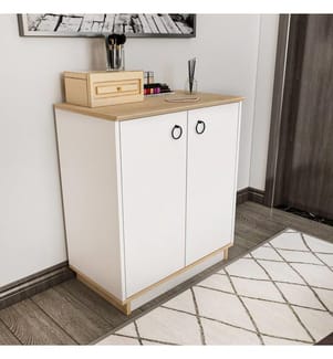 Console, Blanc, Chêne, Panneau de particules mélaminé
