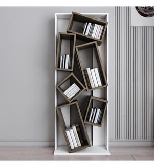 Etagère, blanc, noyer, panneau de particules mélaminé