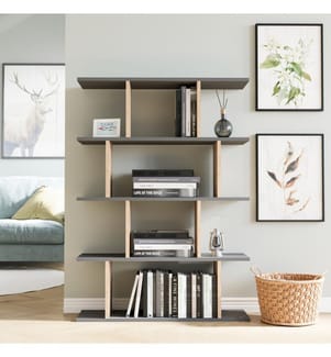 Bibliothèque, Anthracite, Chêne, Panneau de particules mélaminé