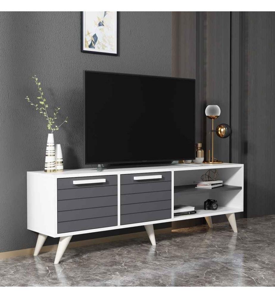 TV Stand, White, Anthracite, Melamine Coated Particle Board