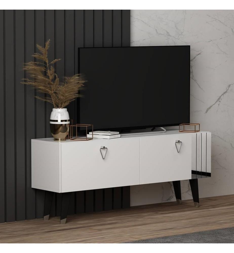Porta TV, bianco, pannello truciolare rivestito in melamina