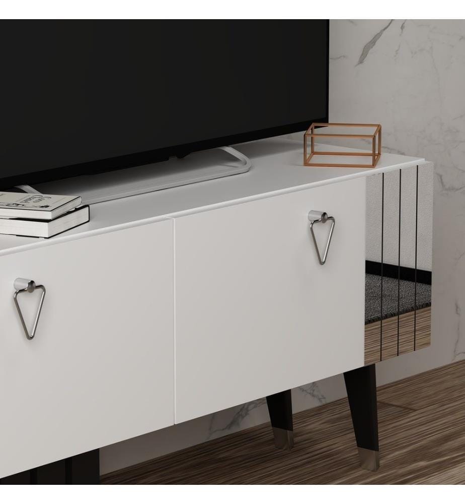 Porta TV, bianco, pannello truciolare rivestito in melamina