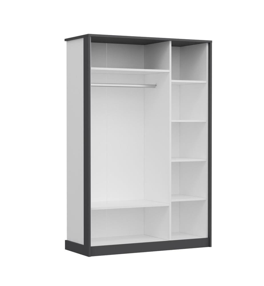 Bedroom Furniture Set, Anthracite White, Melamine Coated Particle Board