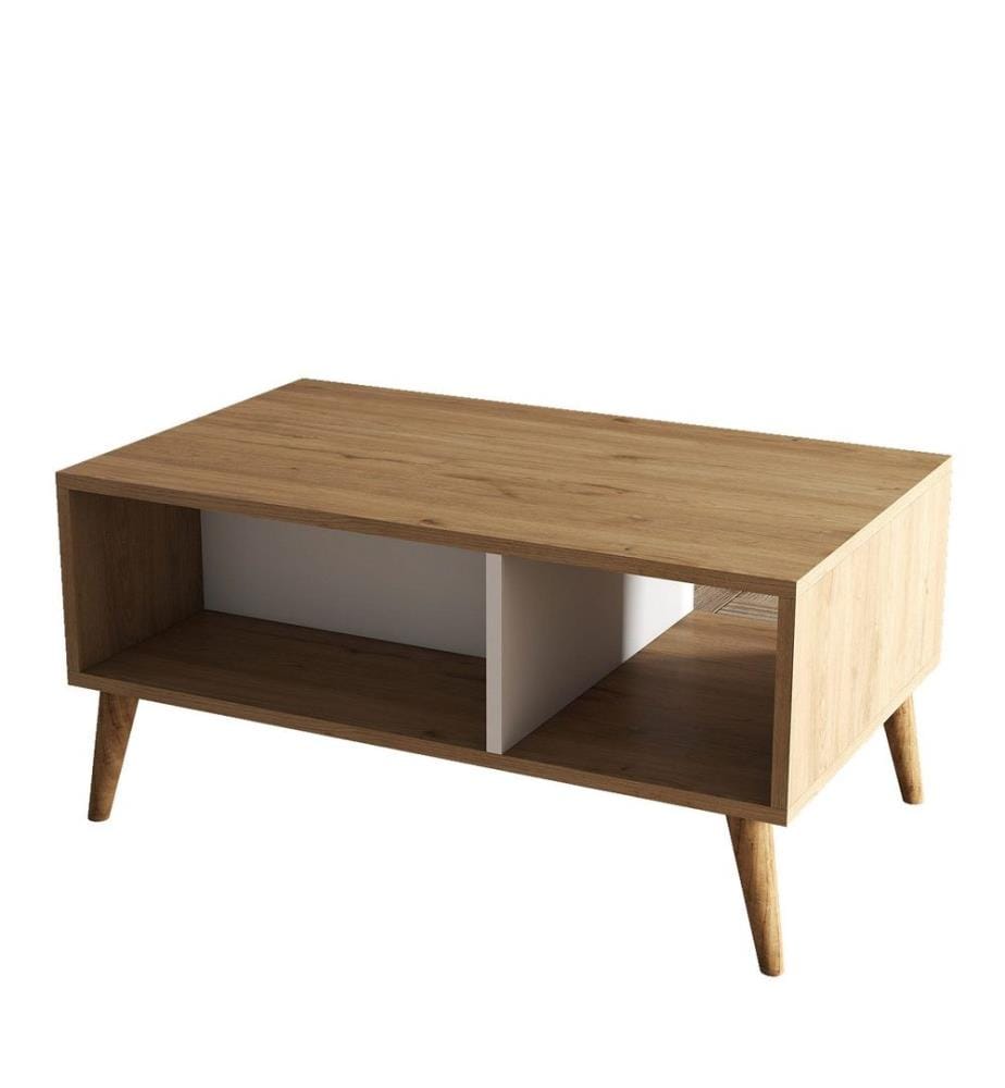 Set di mobili per il soggiorno, Rovere, Bianco, Truciolato rivestito di melamina