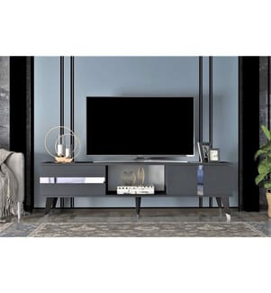 Porta TV, Antracite, Argento, Pannello di particelle rivestito in melamina