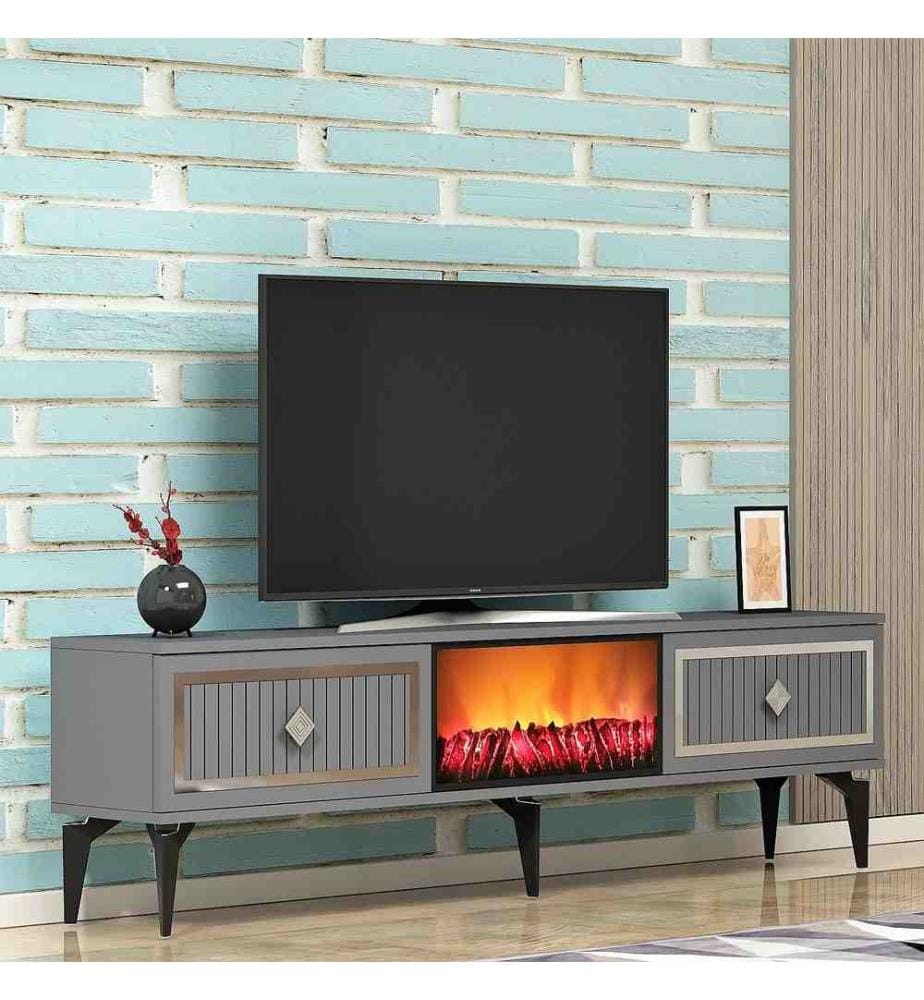TV Stand, Anthracite, Silver, Melamine Coated Particle Board