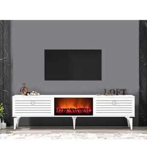 Porta TV, bianco, pannello truciolare rivestito in melamina