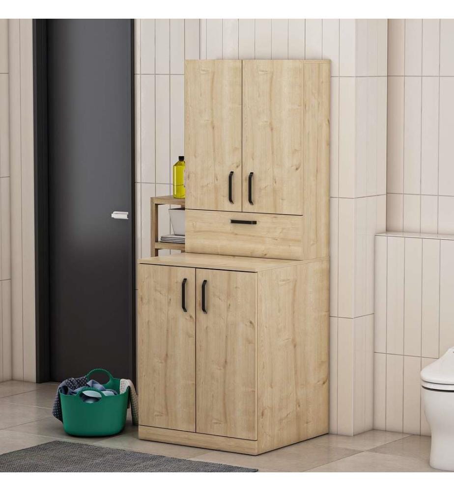 Armoire pour lave-linge, chêne, panneau de particules mélaminé