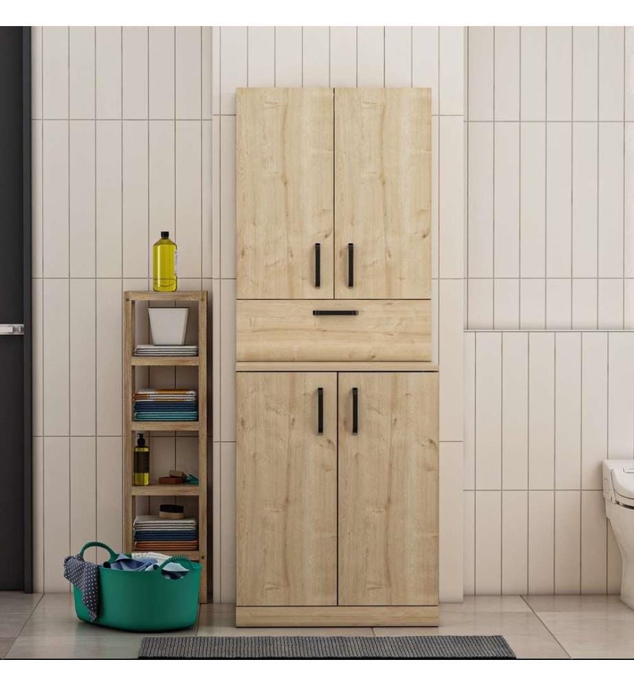Armoire pour lave-linge, chêne, panneau de particules mélaminé