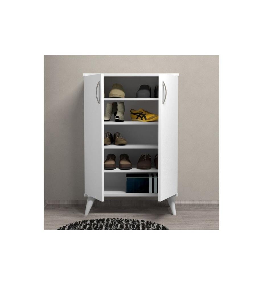 Scarpiera, bianco, pannello di particelle rivestito di melamina