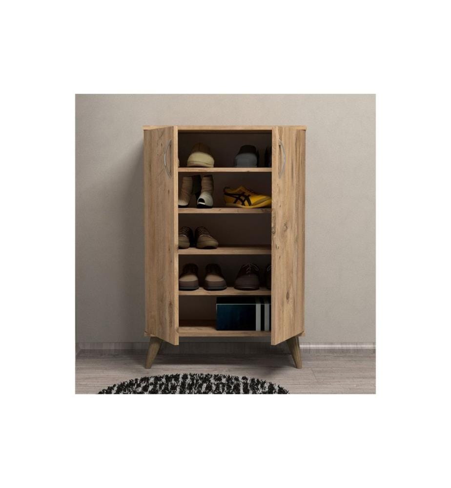 Meuble à chaussures, pin atlantique, panneau de particules mélaminé