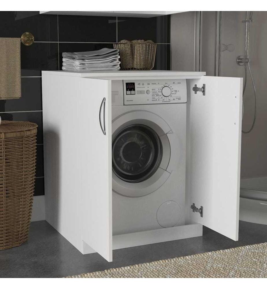 Mobile da bagno, bianco, pannello truciolare rivestito in melamina